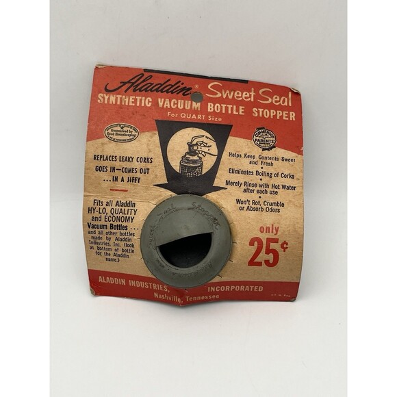 Vintage Aladdin Sweet Seal Rubber Vacuum Bottle Stopper 1 Qt New In Packaging - Picture 3 of 3